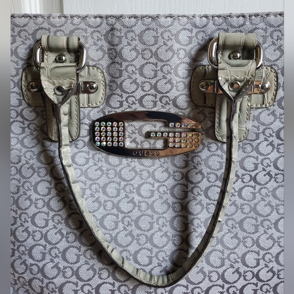 Vintage Guess Tansy Silver Rhinestone Signature Handbag - Picture 8 of 16
